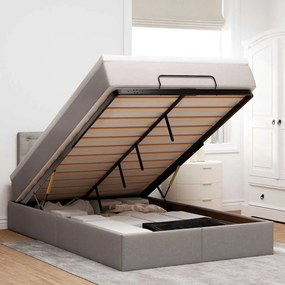 vidaXL Cama Otomana com colchão &amp; LEDs 120x190cm cinza-acastanhado