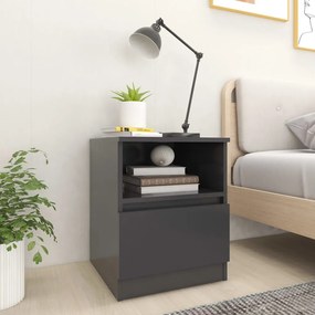 vidaXL Mesa de cabeceira 40x40x50 cm contraplacado cinzento