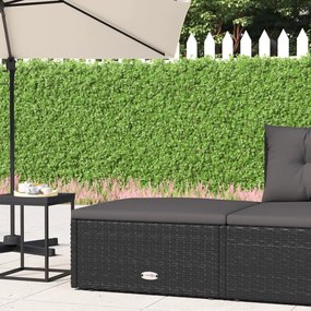 vidaXL Apoio de pés para jardim com almofadão vime PE preto
