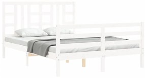 Estrutura de cama com cabeceira 140x200cm madeira maciça branco