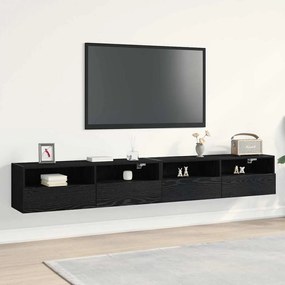 Armários de TV vidaXL 2 pcs Carvalho Preto 100x30x30 cm Madeira de Engenharia