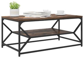 mesa de centro com prateleira carvalho defumado 90x50x40 cm madeira de