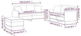 3 pcs conjunto de sofás com almofadas tecido cinza-acastanhado