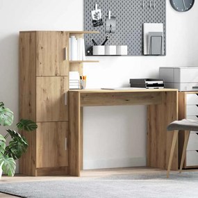 vidaXL Mesa com Armazenamento com prateleira 2 pcs carvalho artisiano