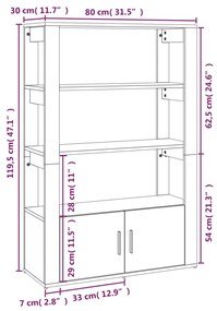 Aparador 80x30x119,5 cm derivados de madeira branco brilhante