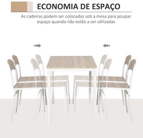 Conjunto de Mesa e Cadeiras de Refeição Mesa de Cozinha Retangular com 4 Cadeiras Estilo Moderno cor Carvalho e Branco