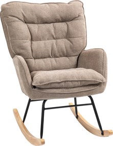 HOMCOM Poltrona de Lactância de Baloiço Moderna Estofada em Chenilha com Encosto Largo 71x98,5x97 cm Castanho | Aosom Portugal