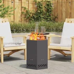 vidaXL Fogueira Sem Fumaça Hexagonal Preta 38x38x51 cm Aço