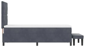 Cama Box Spring com Colchão e Banco Cinza Escuro 80x200 cm Veludo