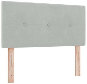Cama Box Spring vidaXL com Colchão Cinza Claro 90x200 cm Veludo