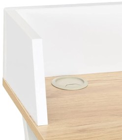 Secretária 80x50x84 cm branco e natural