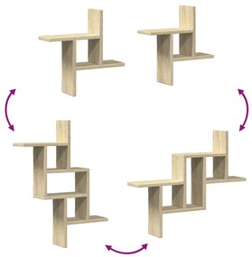 Prateleiras de parede 2 pcs derivados madeira carvalho sonoma