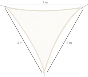 Outsunny Vela de Sombra Triangular 3x3x3 m Toldo Vela de Poliéster com