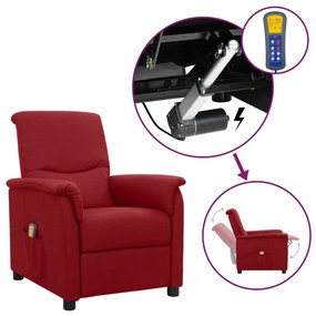 vidaXL Poltrona elevatória de massagens tecido vermelho tinto