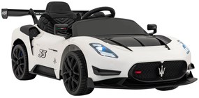 Carro elétrico para Crianças 12V 4 Motores Maserati MC20 GT2, Rodas de EVA, Assento de couro Branco