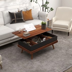 Mesa de Centro Elevatória – Table Basse Noire – 100x79x54 cm – Castanh