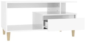 Mesa centro 90x49x45 cm derivados de madeira branco brilhante