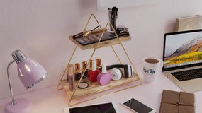 Prateleira Masa Servis Rafı – Dourado e Castanho – 38x16x42 cm | Tribo