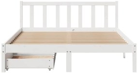 Cama sem colchão 160x200 cm madeira de pinho maciça branco