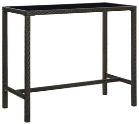 Mesa de bar para jardim 130x60x110 cm vidro e vime PE castanho