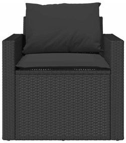 4 pcs conjunto de sofás para jardim c/ almofadões vime PE preto
