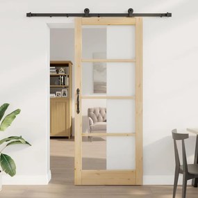 vidaXL Porta Deslizante ORKDAL Natural e Preto 86 x 211 cm