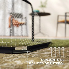 Conjunto de 2 Balizas de Futebol Dobráveis Portáteis com Suporte de Metal e Rede para Treino de Futebol 90x36x60 cm Preto