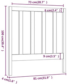 Cabeceira de cama 81x4x100 cm pinho maciço