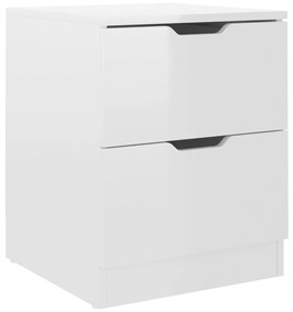 Mesas cabeceira 2 pcs 40x40x50 cm contraplacado branco brilhante