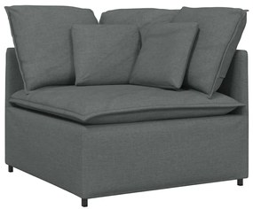Sofá modular com almofadas tecido cinzento-escuro