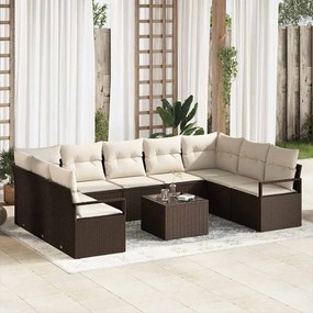 vidaXL Conjunto de Sofá de Jardim com 9 Peças e Almofadas Cinza em Rattan Sintético