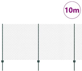 Cerca de Cadeia com 10 Postes em U Verde 1.2x10 m Aço