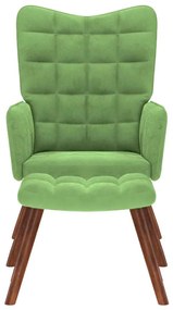 Cadeira de descanso com banco veludo verde-claro