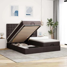 vidaXL Estrutura de cama otomana com colchões tecido castanho escuro