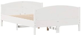 Cama sem colchão 140x200 cm madeira de pinho maciça branco