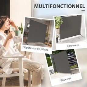 Biombo de exterior de painel único, divisória de 180 cm de altura com proteção UV30+, cinzento escuro