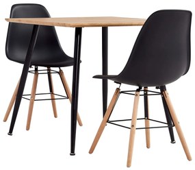 3053894 vidaXL 3 Piece Dining Set Plastic Black(248299+248256)
