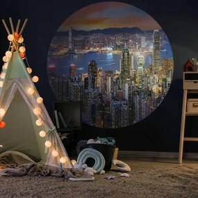 WallArt Papel de parede circular "Skyline by Night" 190 cm