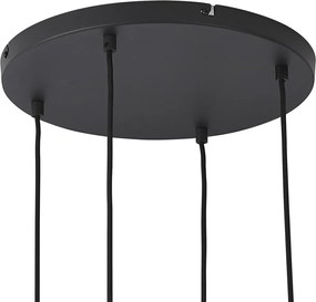 Candeeiro suspenso Art Deco preto com vidro fumado 4 luzes - Wallace