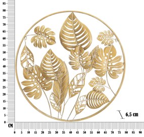 PAINEL DE FERRO DE PAREDE JUNGLE REDONDO CM Ø 80X6,5 DOURADO