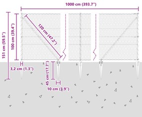 Cerca Hexagonal vidaXL Verde 1x10 m Aço