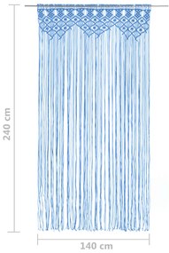 Cortina em macramé 140x240 cm algodão azul