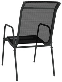 Cadeiras de jardim 2 pcs aço e textilene preto