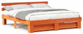 Estrutura da Cama Castanho 200 x 200 cm Madeira de pinho maciça