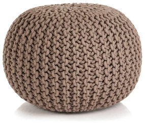 vidaXL Pufe tricotado à mão algodão 50x35 cm castanho