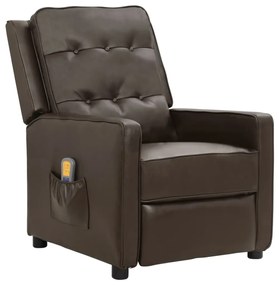 vidaXL Poltrona massagens couro artificial castanho brilhante
