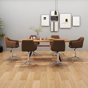 vidaXL Cadeiras de jantar giratórias 6 pcs tecido castanho
