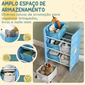 Estante para Brinquedos com 6 Caixas de Tecido não Tecido Amovíveis Organizador de Brinquedos para 43x30x60 cm Azul