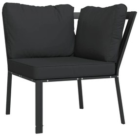 9 pcs conjunto lounge de jardim aço c/ almofadões cinzentos