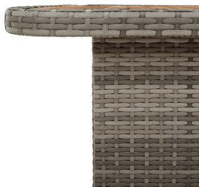 Mesa de jardim 80x80x71 cm vime PE e madeira de acácia cinzento